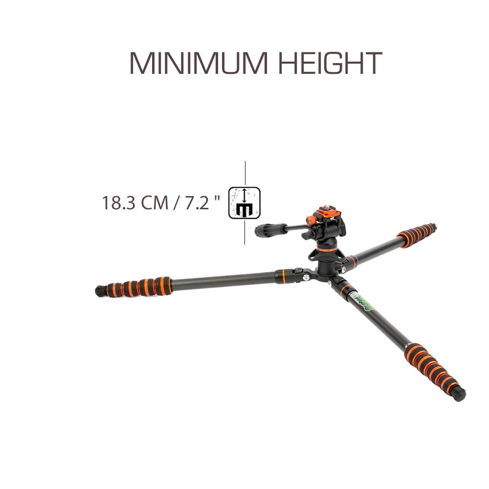 3 Legged Thing Brian Carbon Fiber Tripod - Lightweight, Compact Video Tripod Kit (Lava Black/Orange) for Travel, Vlogging & Outdoor Photography