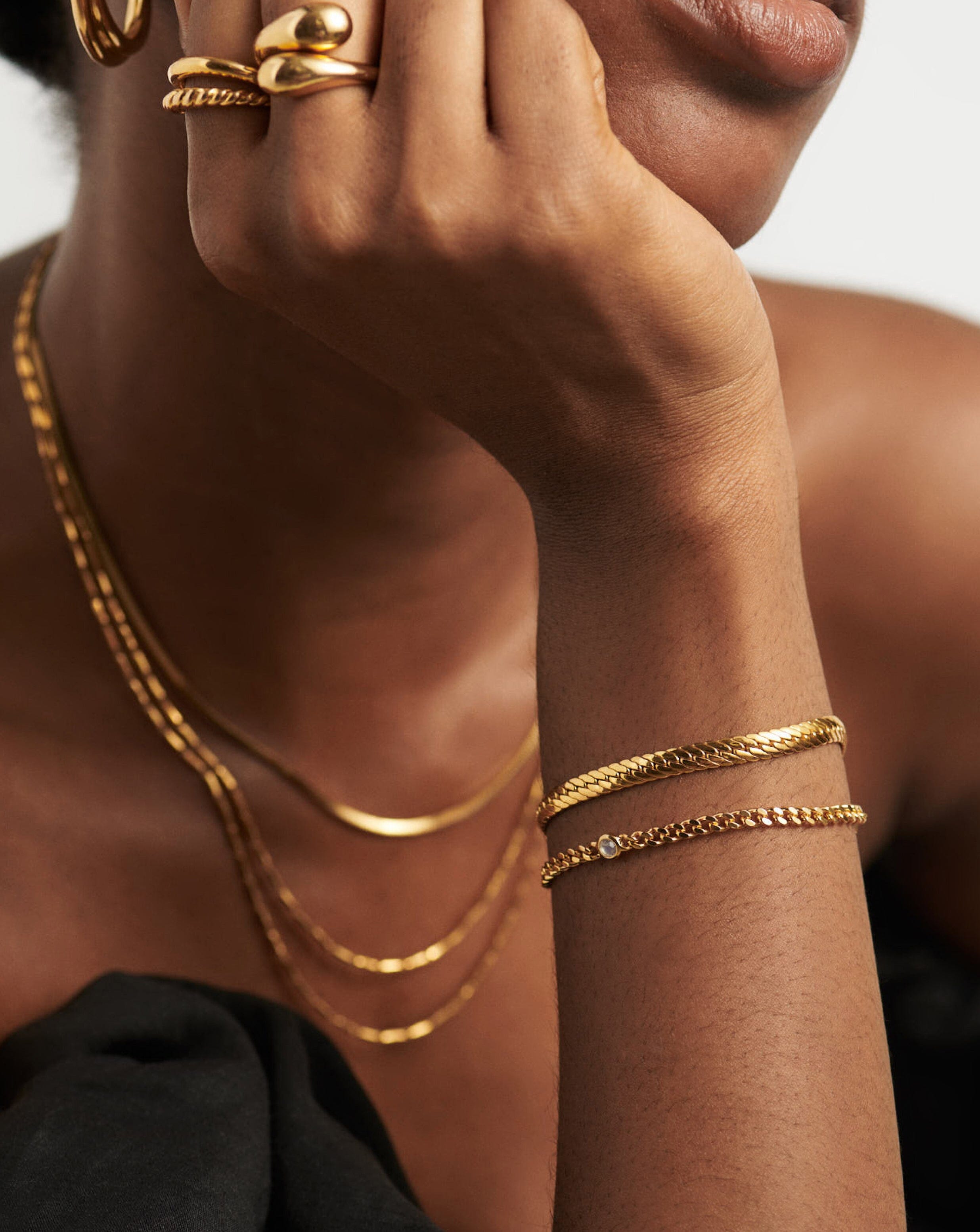 June Birthstone Jewelry - 18k Gold Plated Vermeil & Rainbow Moonstone Chain Bracelet for Women | Perfect Birthday Gift, Anniversary Present & Everyday Wear