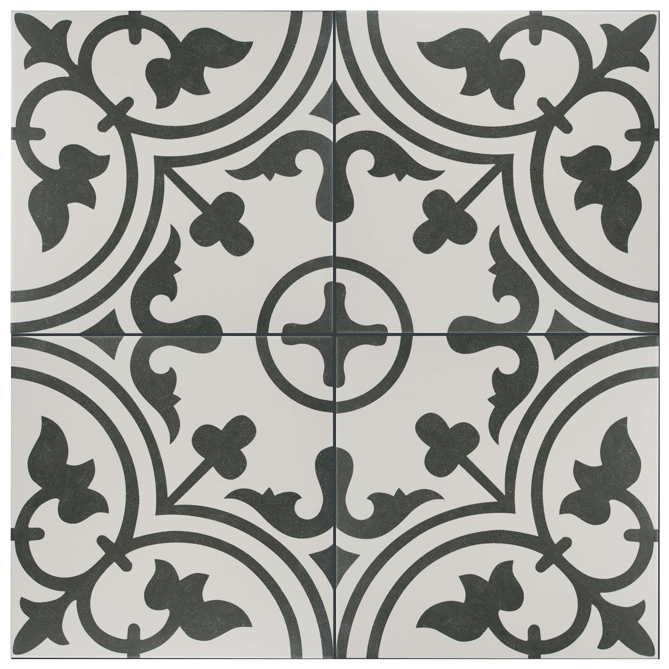 Merola Tile Arte White 9.75x9.75 Inch Porcelain Floor and Wall Tile - Perfect for Bathroom, Kitchen, and Backsplash Renovations