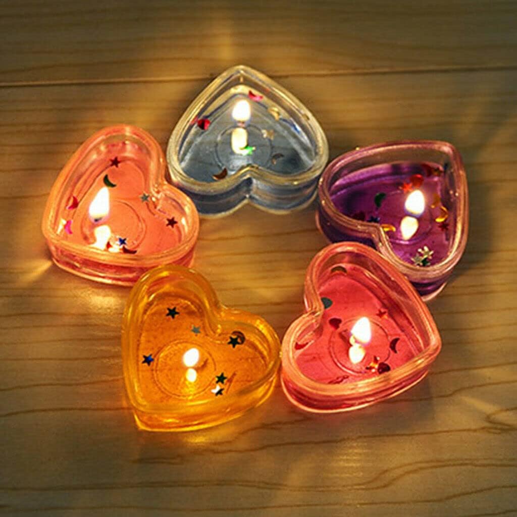 25-Pack Heart-Shaped Acrylic Tealight Candle Holders with Wicks - 1 Inch DIY Candle Making Supplies for Weddings, Parties, Home Decor & Romantic Gifts