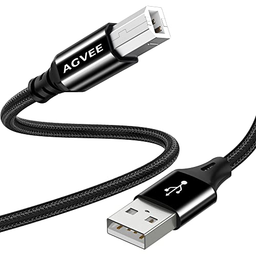 2 Pack 6.6ft USB Printer Cable A to B MIDI Cable - Braided Durable Cord for HP Canon Epson Brother Printers, MIDI Keyboards, Digital Pianos & Audio Interfaces - Perfect for Home Office, Music Studio Recording & Computer Accessories (Black)