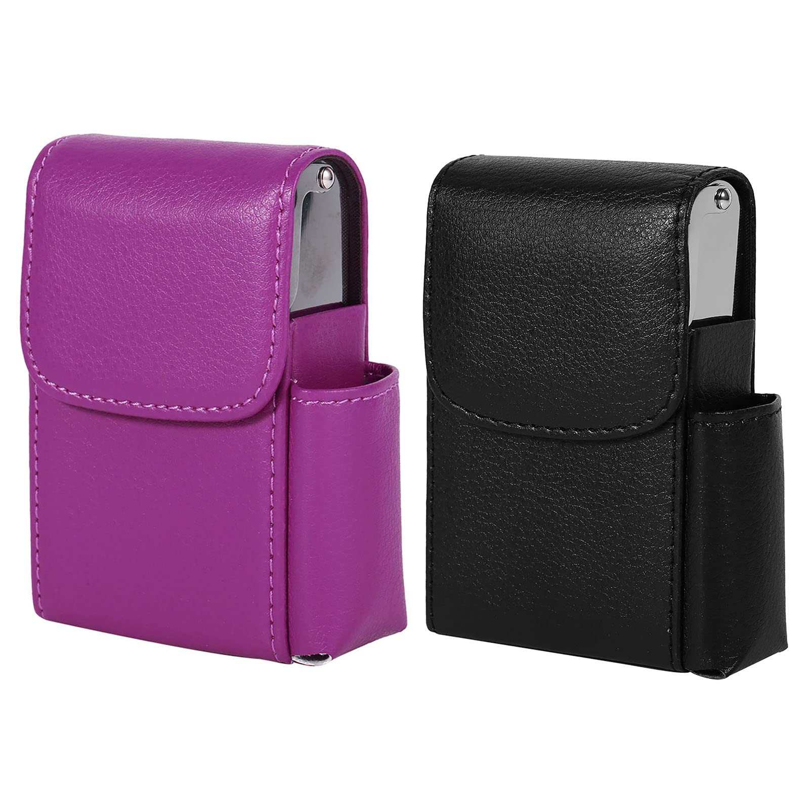 Premium PU Leather Cigarette Case - Slim Cigarette Storage Holder with Lighter Pocket | Compact Tobacco Pouch for Men & Women (Black) | Perfect for Travel, Outdoor Activities & Everyday Carry