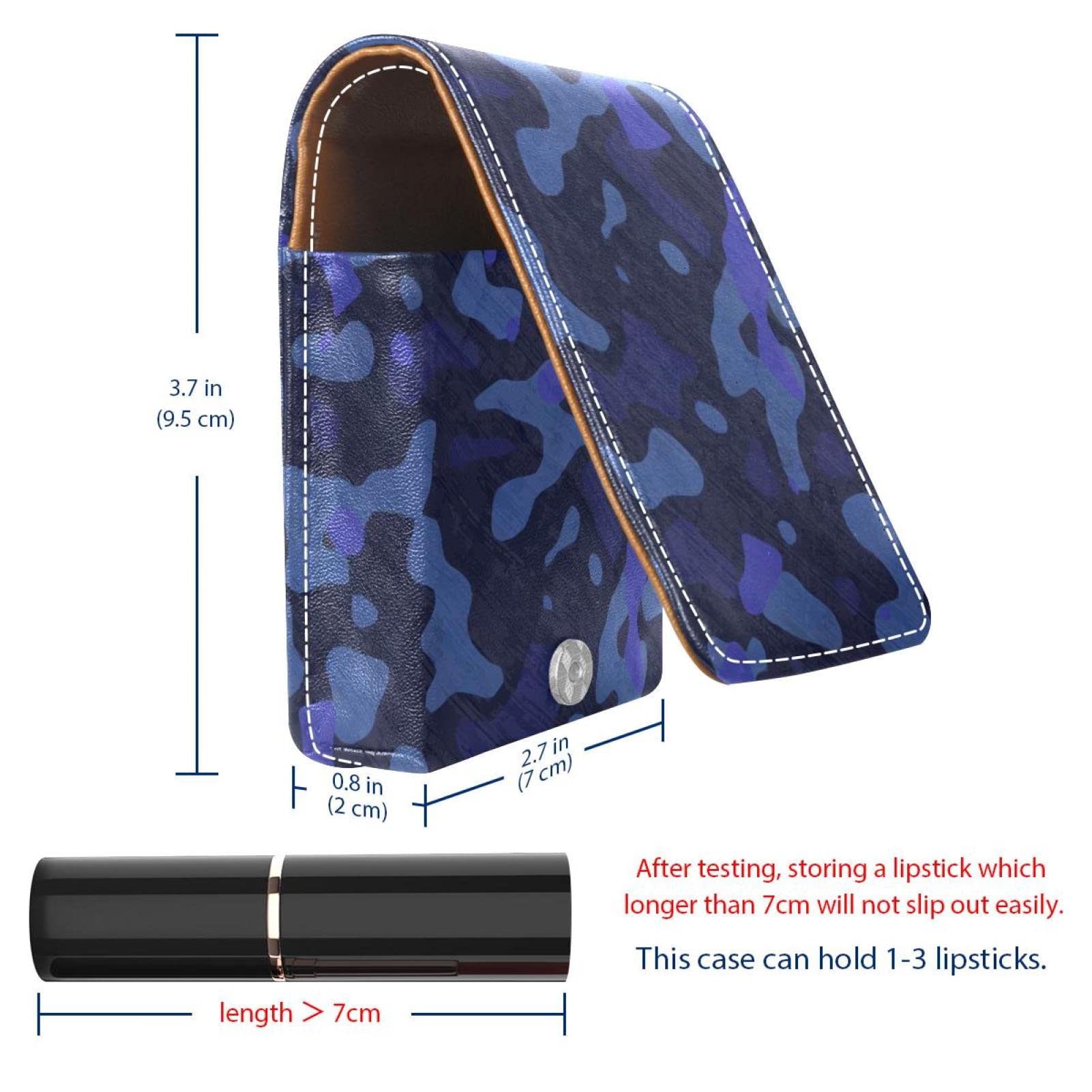 Personalized Lipstick Case - Portable Makeup Bag & Cosmetic Pouch Organizer with Blue Watercolor Camouflage Pattern - Perfect for Travel, Home Storage & Gift Giving