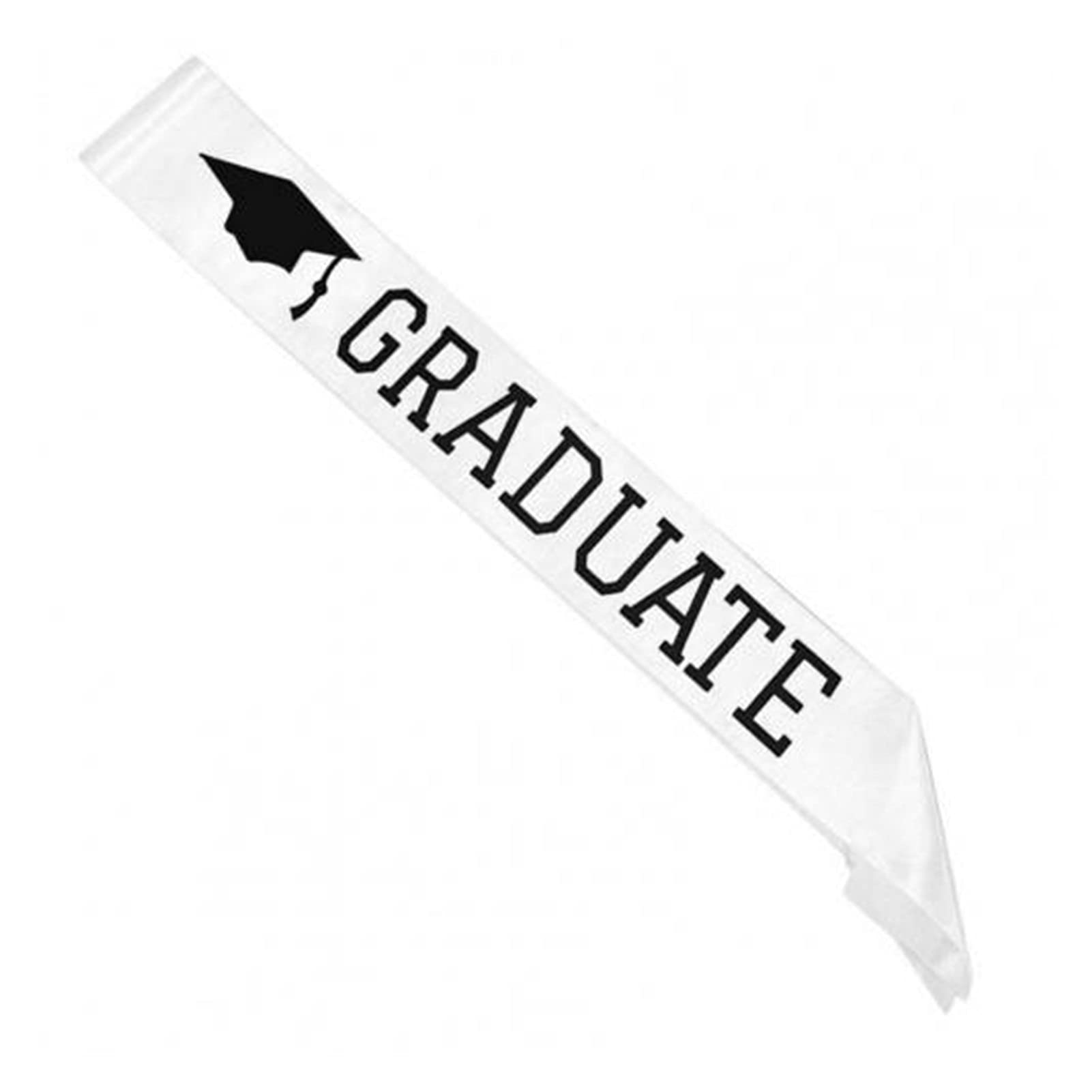 ENDFF Fine Graduation Satin Sash - Premium Photo Prop with Soft Letter Printing - Elegant Black & White Ribbon for Graduation Ceremonies, School Events & College Parties - Perfect for Graduation Photos, Yearbook Signing & Celebration Decorations