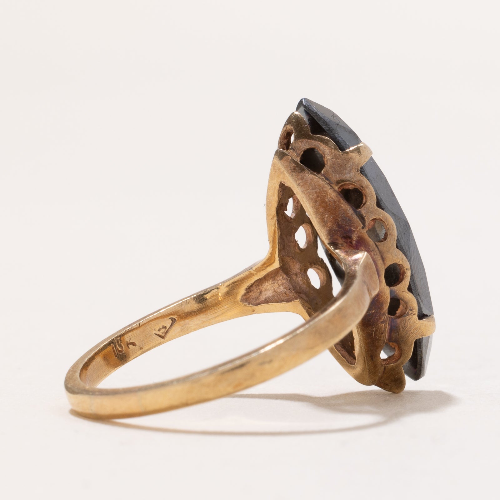 Elegant Marquise Cut Hematite Ring - 6.75 Carat Genuine Stone - Size 7.5 - Perfect for Wedding, Anniversary & Evening Occasions