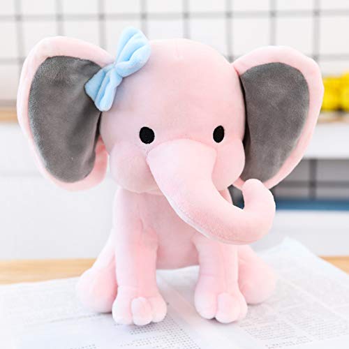 Soft Pink & Gray Stuffed Elephant Plush Toy - 9 Inch Cuddly Animal for Kids, Nursery Decor, Baby Shower Gift & Comfort Companion