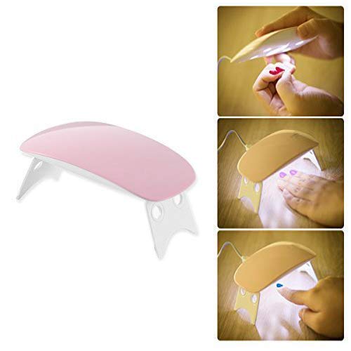 Portable 6W Mini UV LED Nail Polish Dryer & Curing Lamp for Gel Manicure - Foldable, Lightweight, Pink & White (Multi Color) | Perfect for Home, Salon, Travel & DIY Nail Art