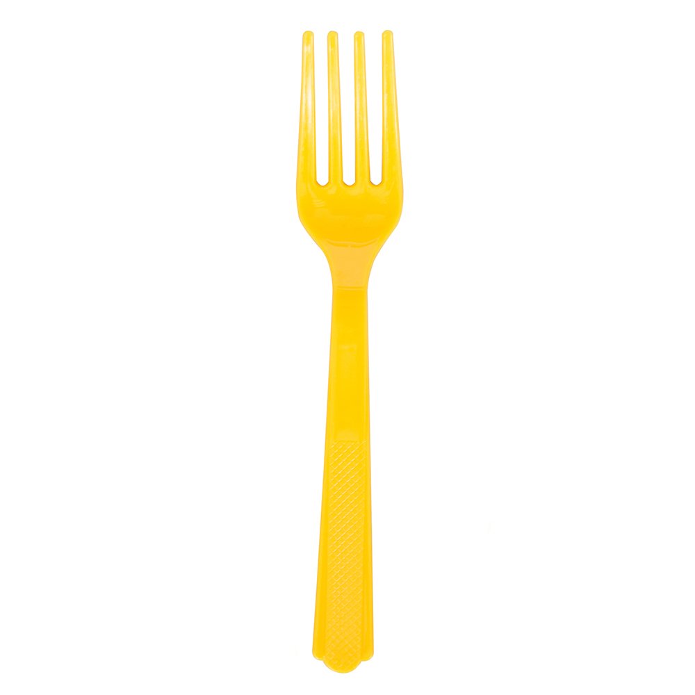 Eco-Friendly Yellow Plastic Forks - Bulk Pack of 18 | Disposable Cutlery for Parties, Picnics & Outdoor Events