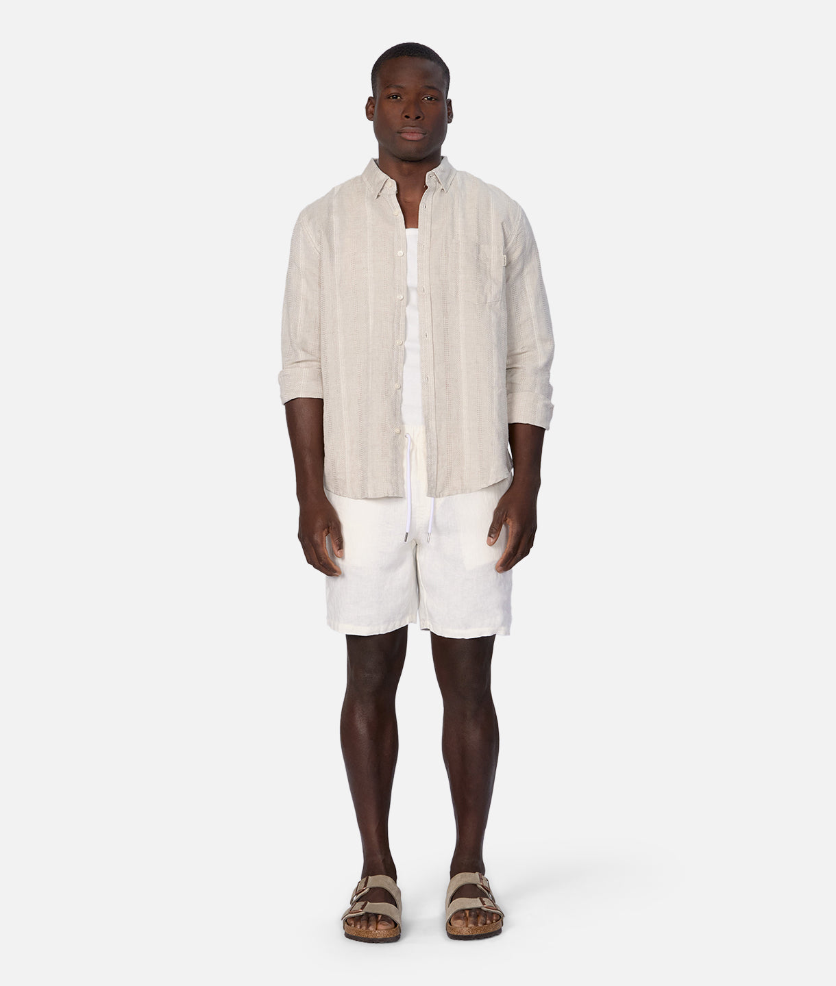 Premium Bahrain Long Sleeve Linen Shirt for Men - Breathable Wheat Color - Perfect for Summer Travel & Casual Office Wear