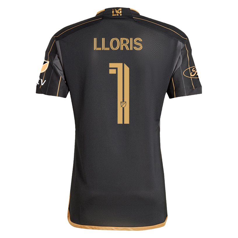 Adidas Hugo Lloris LAFC Home 2025 Soccer Jersey with MLS, Apple TV & Ford Patches - Black & Gold Official MLS Jersey for Fans & Players - Perfect for Games, Training & Fan Events