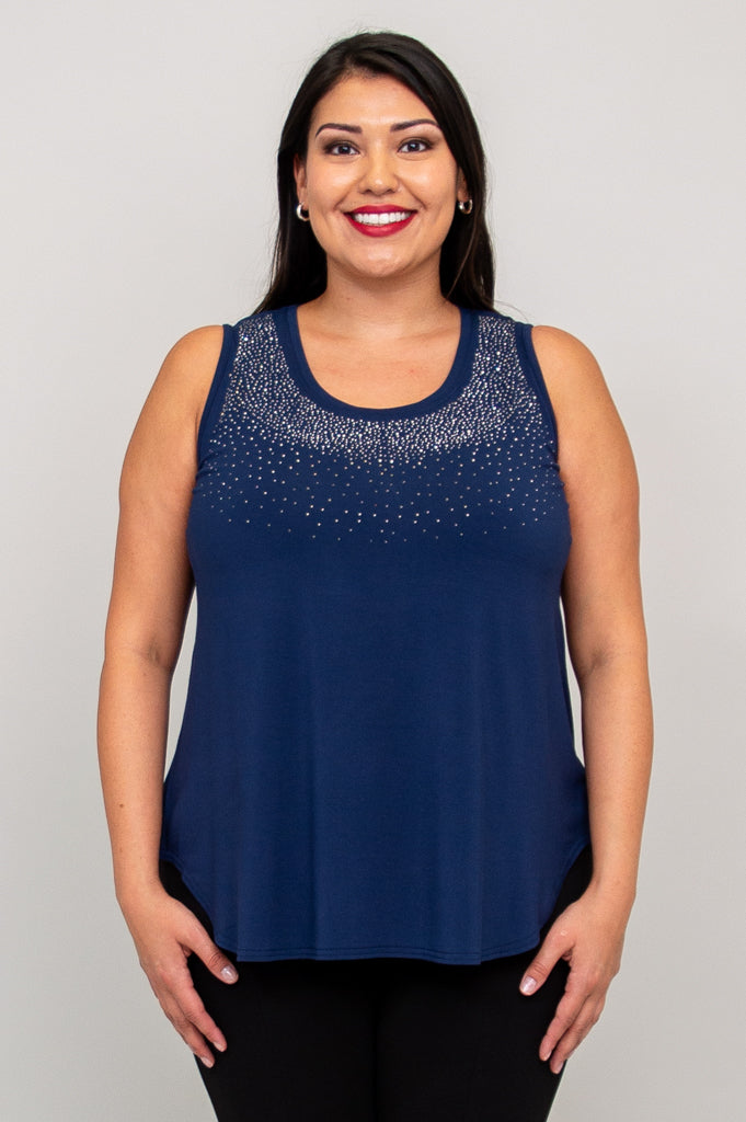 Stylish Jazz Tank Top - Indigo Diamond Print - Soft Bamboo Fabric - Perfect for Summer Outfits & Casual Wear