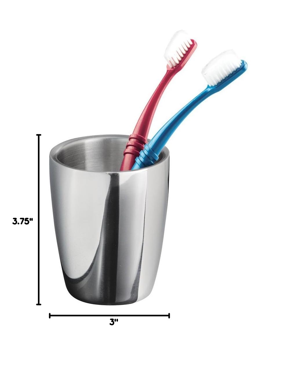 iDesign Forma Stainless Steel Tumbler Cup - Polished Vanity Countertop Organizer for Bathroom, Kitchen & Office - Perfect for Toothbrush Holder, Makeup Brushes & Desk Accessories