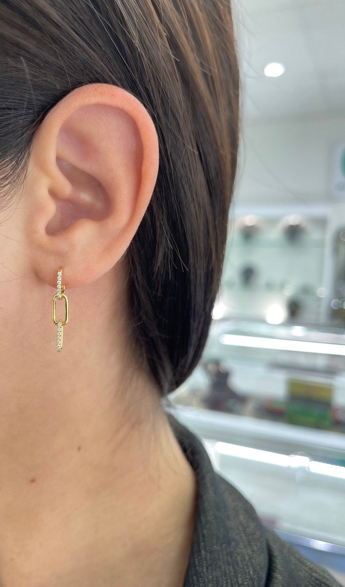 0.30tcw 14K Gold Natural Round Cut Diamond Paperclip Dangle Earrings for Women - Trendy & Elegant Jewelry Gift for Bridal, Party & Everyday Wear