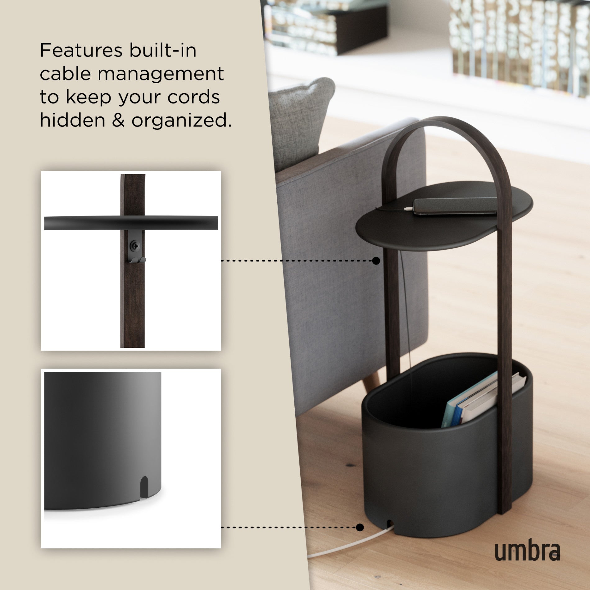 Bellwood Storage Table - Foldable Side Table with Storage Shelf, Perfect for Living Room, Bedroom, or Office Organization