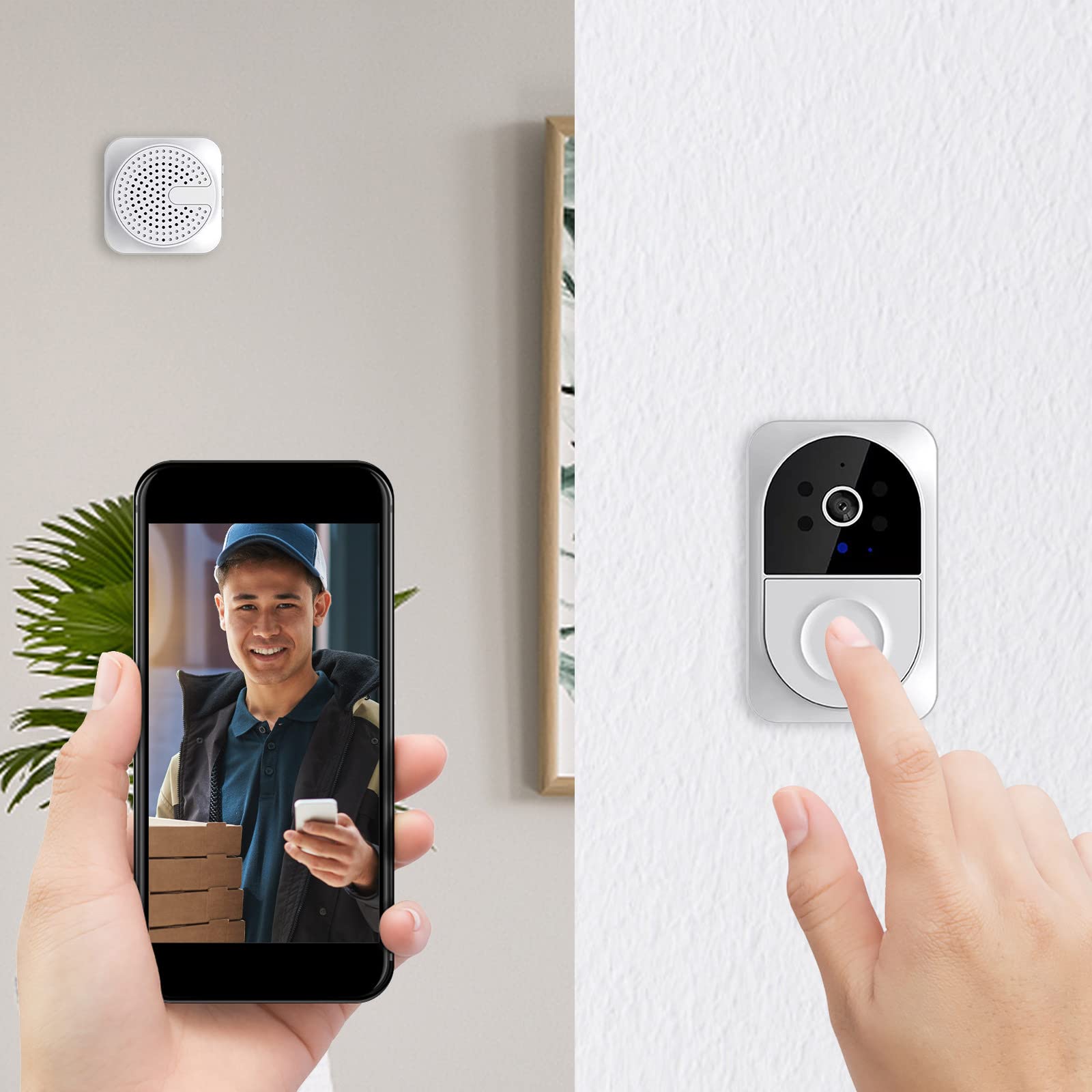 PUFYA Smart Wireless Video Doorbell with HD Night Vision, WiFi Security Camera, Remote Access - Ideal for Home, Apartment, and Office Security (Battery Not Included)
