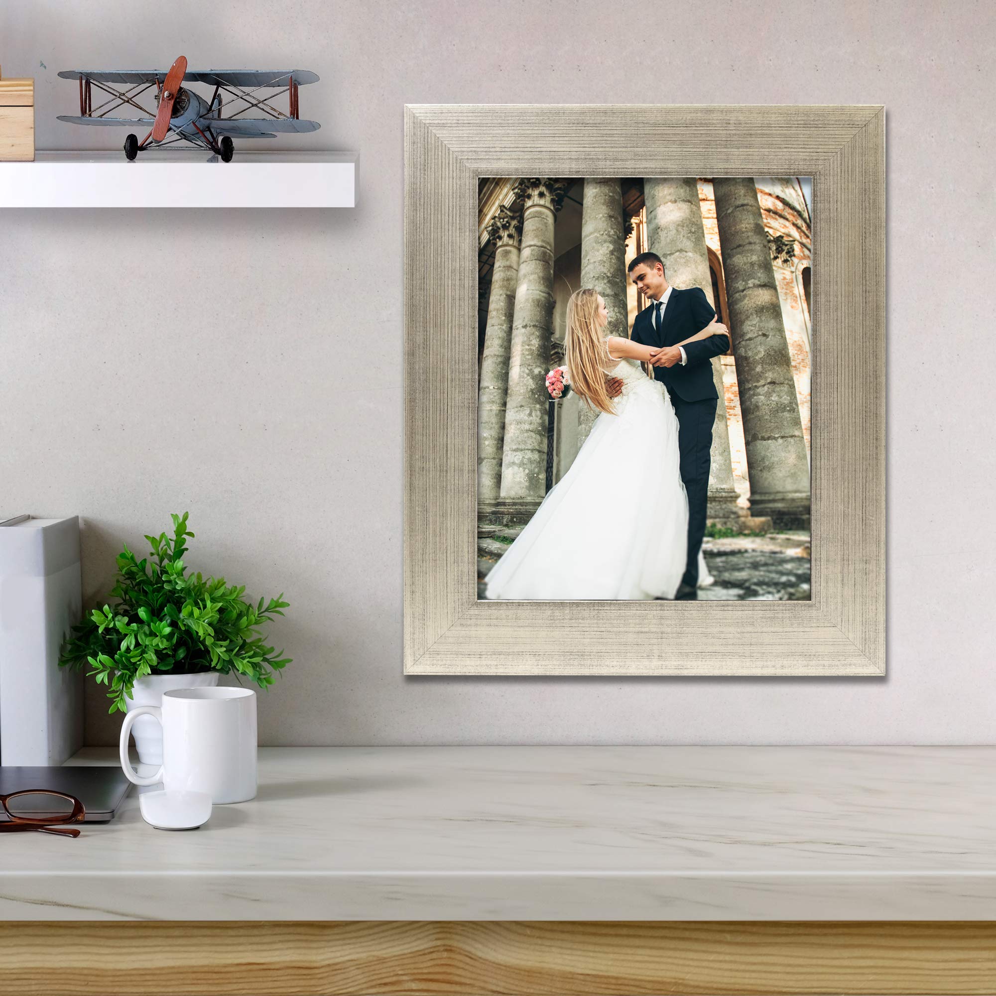 Lawrence Home 8x10 Silver Picture Frame - Elegant Photo Display for Wall, Tabletop, or Desk - Perfect for Family Photos, Artwork, and Home Decor