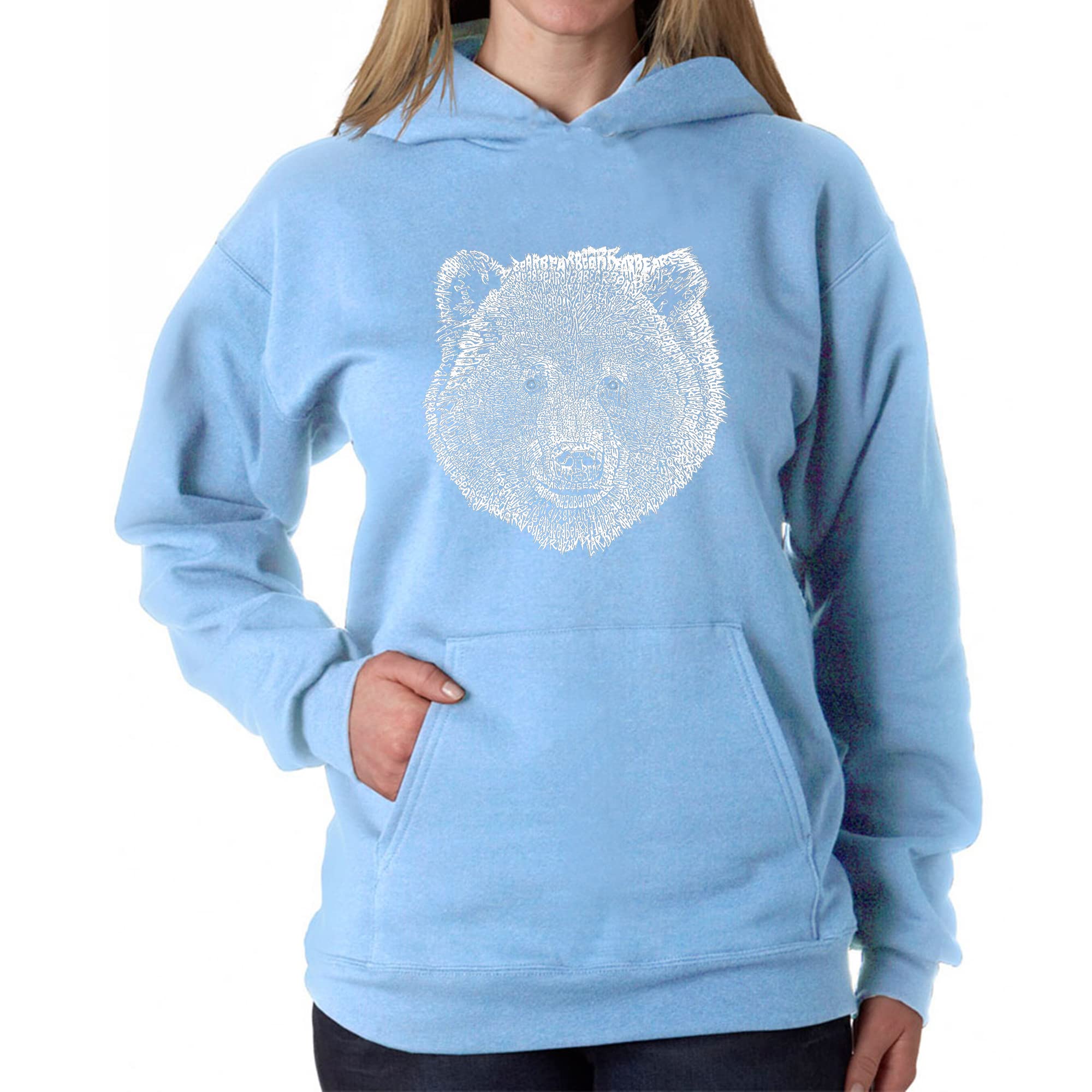 LA POP ART Women's Bear Face Graphic Hoodie - Soft Cotton Pullover Sweatshirt with Hood for Casual Wear, Street Style & Lounge Comfort