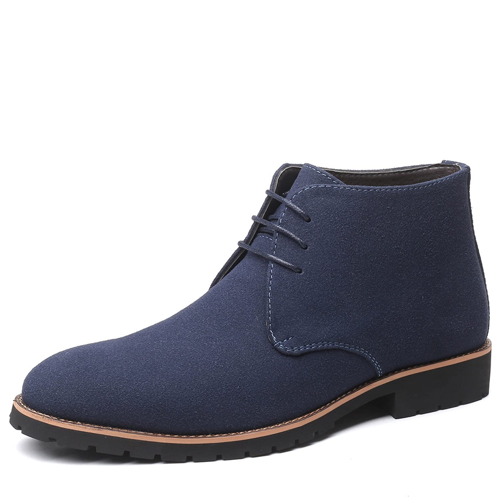 GAGC Men's Autumn Pointed Toe Leather Boots - Casual Lace-Up Low Heel Martin Boots in Blue (Size 12) | Perfect for Fall Fashion, Outdoor Activities & Everyday Wear