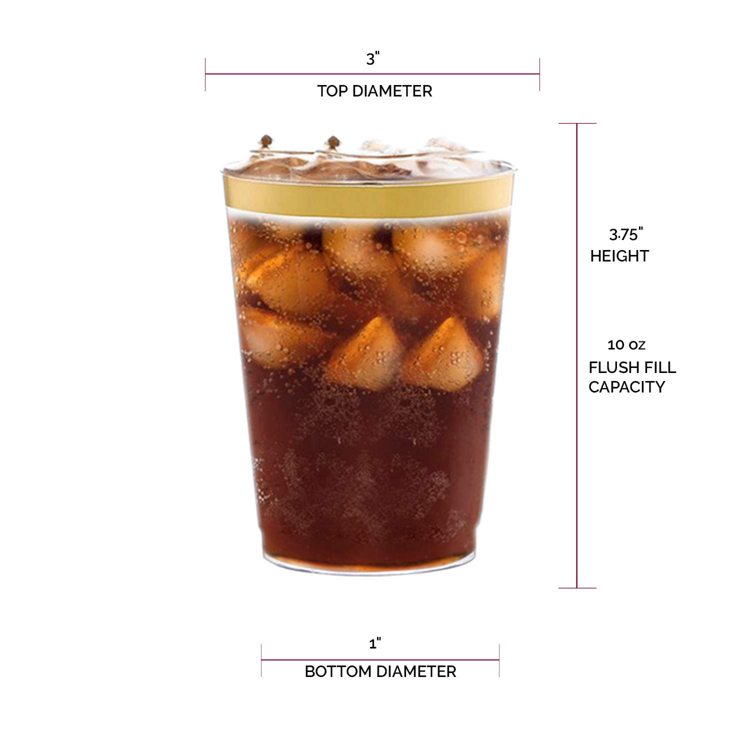 Smarty Had A Party 10 oz Clear Disposable Plastic Tumblers - Pack of 336 Elegant Gold Trim Cups for Cocktails, Iced Coffee, Smoothies, Parties & Events - Perfect for Weddings, Baby Showers & Office Gatherings