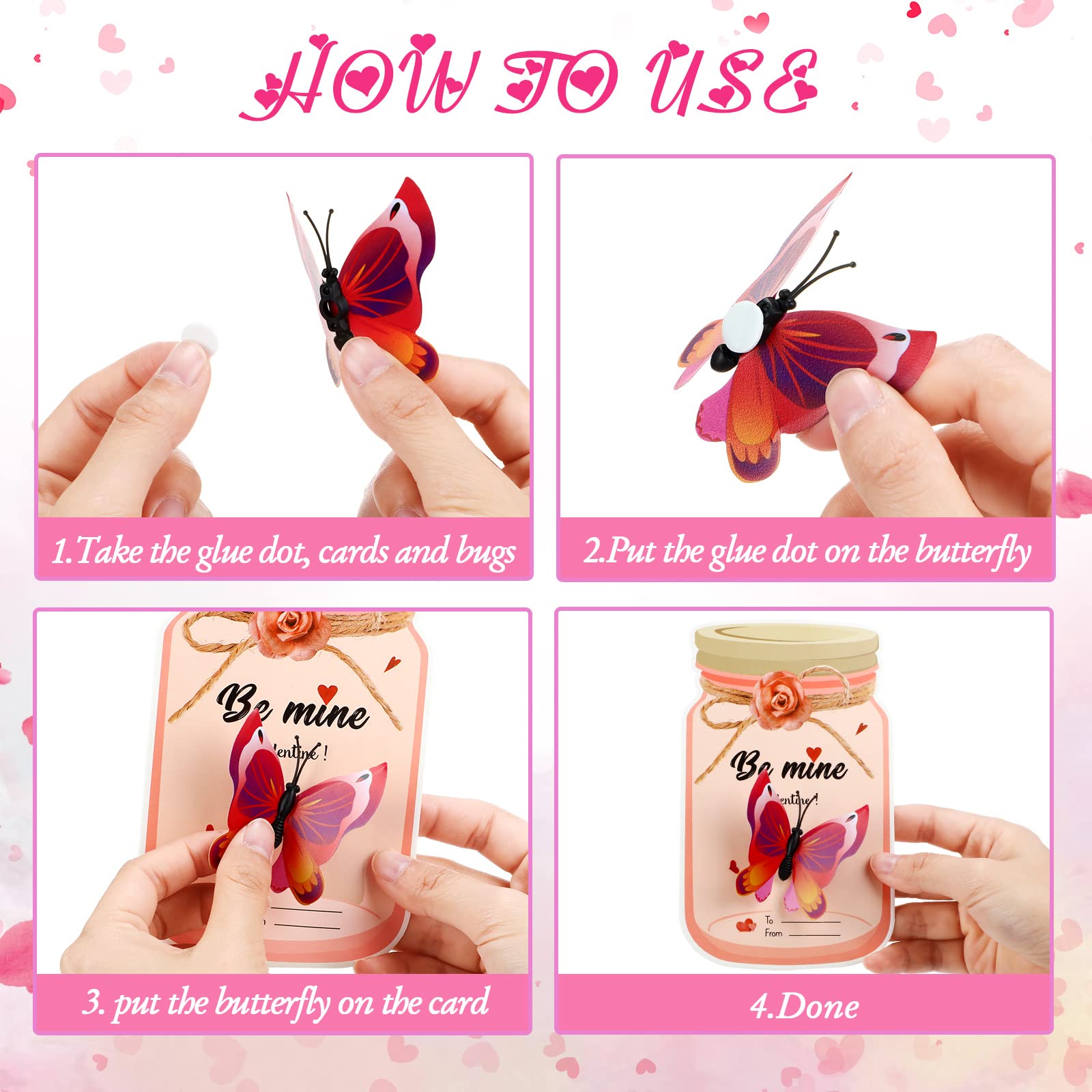 36-Piece Valentine's Day Cards for Kids with Insect Toys - Funny Classroom Exchange Cards, School Party Favors & Prizes - Perfect for Valentine's Day Gifts, Classroom Activities & Kids' Parties (Butterfly Theme)