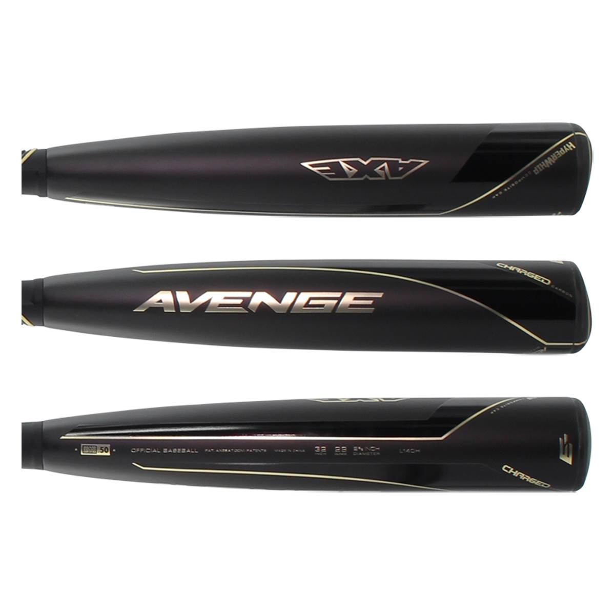 New Axe Avenge Pro BBCOR Baseball Bat - L140H Black/Gold | High Performance Axe Handle Design for Power Hitters | Perfect for Competitive Play & Training