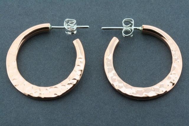 Small Flattened Copper Battered Hoop Earrings - Perfect for Casual Wear, Boho Style & Everyday Fashion