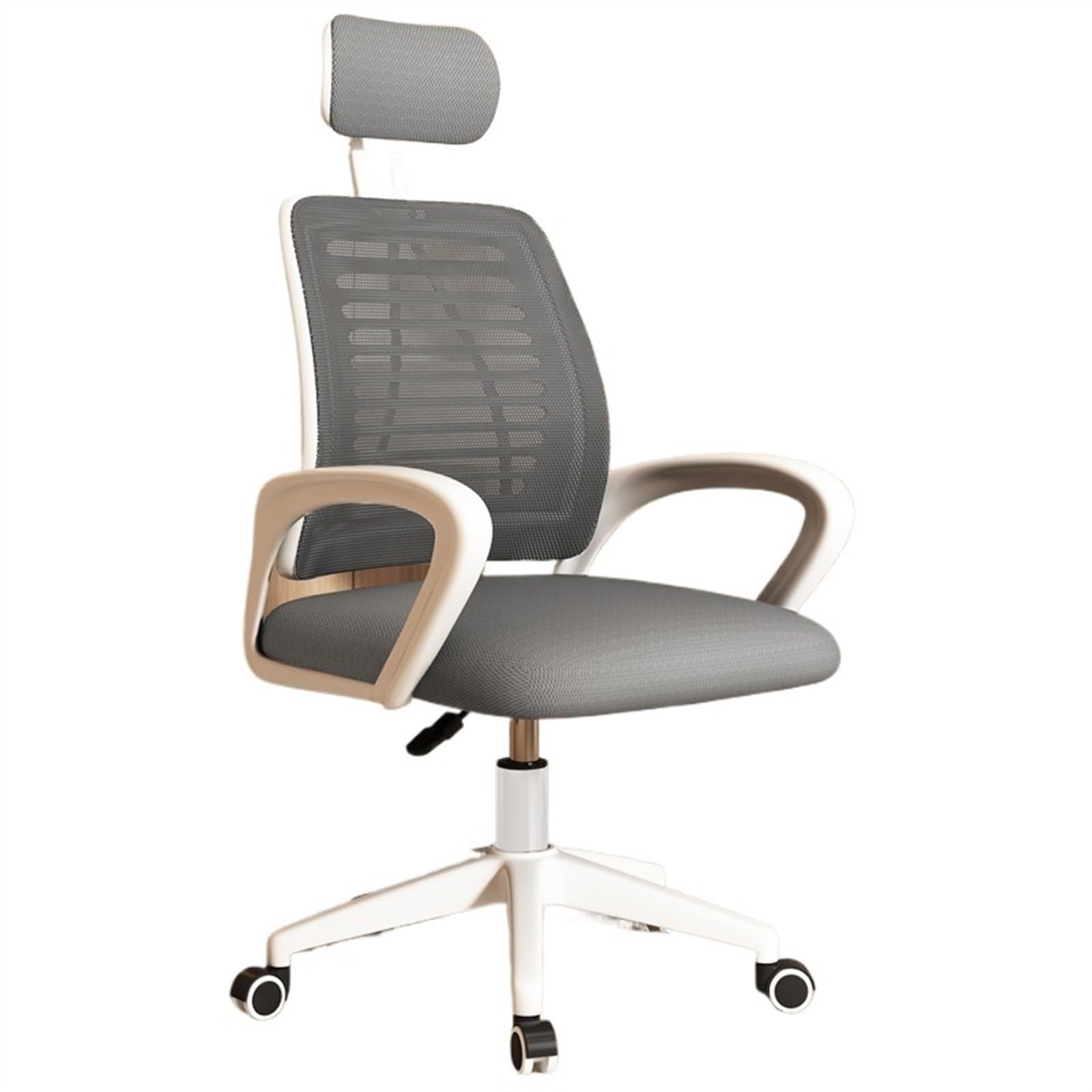 Ergonomic Office Chair with Fixed Armrests, Lumbar Support & Mesh High Back - Comfortable Foam Seat Cushion for Home & Office Workspace - Perfect for Long Hours of Sitting (Gray)