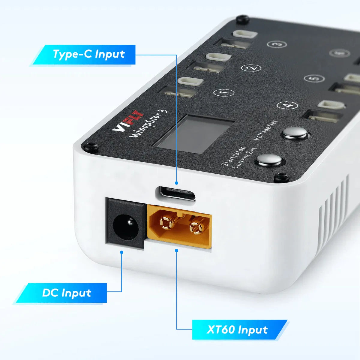 VIFLY WhoopStor 3 1S LiPo/LiHV 6-Channel Battery Storage Charger - Compatible with BT2.0 & PH2.0 Connectors | Fast USB-C Charging for Drone & RC Batteries | Perfect for FPV Racing and DIY Projects