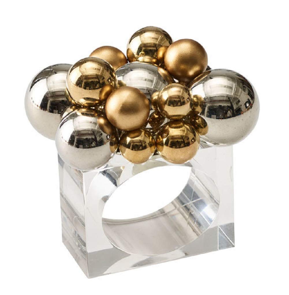 Kim Seybert Luxury Napkin Rings Set of 4 - Gold & Silver Elegant Tableware for Wedding, Holiday Dinner Party & Formal Dining Decor