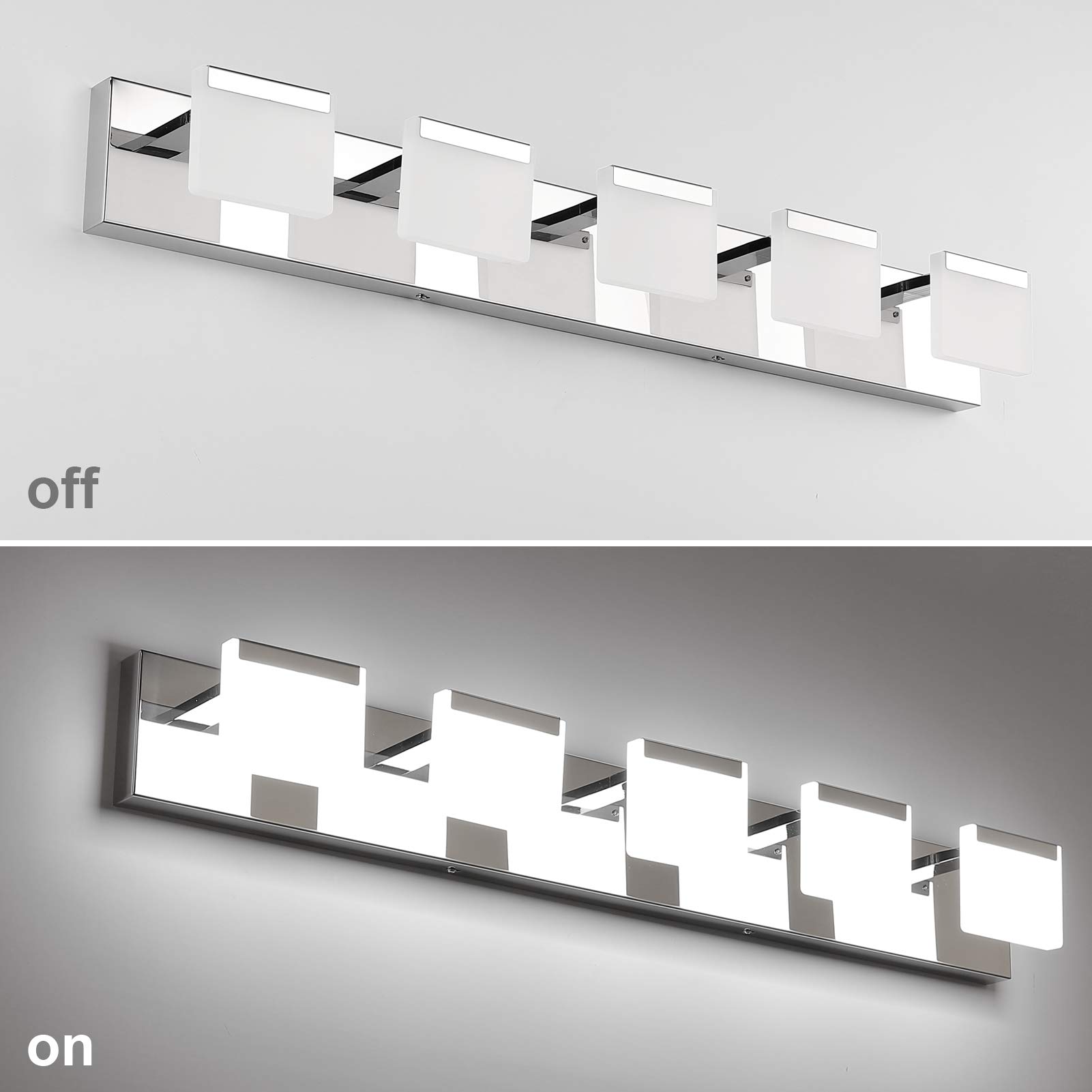 Ralbay 5-Light LED Modern Bathroom Vanity Light Fixture - Acrylic & Stainless Steel Wall Sconce for Bathroom Mirror Lighting - Perfect for Home, Hotel, and Spa Decor
