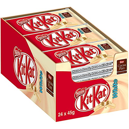 Nestle KitKat White Chocolate Bars - 24 Pack (45g Each) - Perfect for Snacking, Gifts & Party Favors