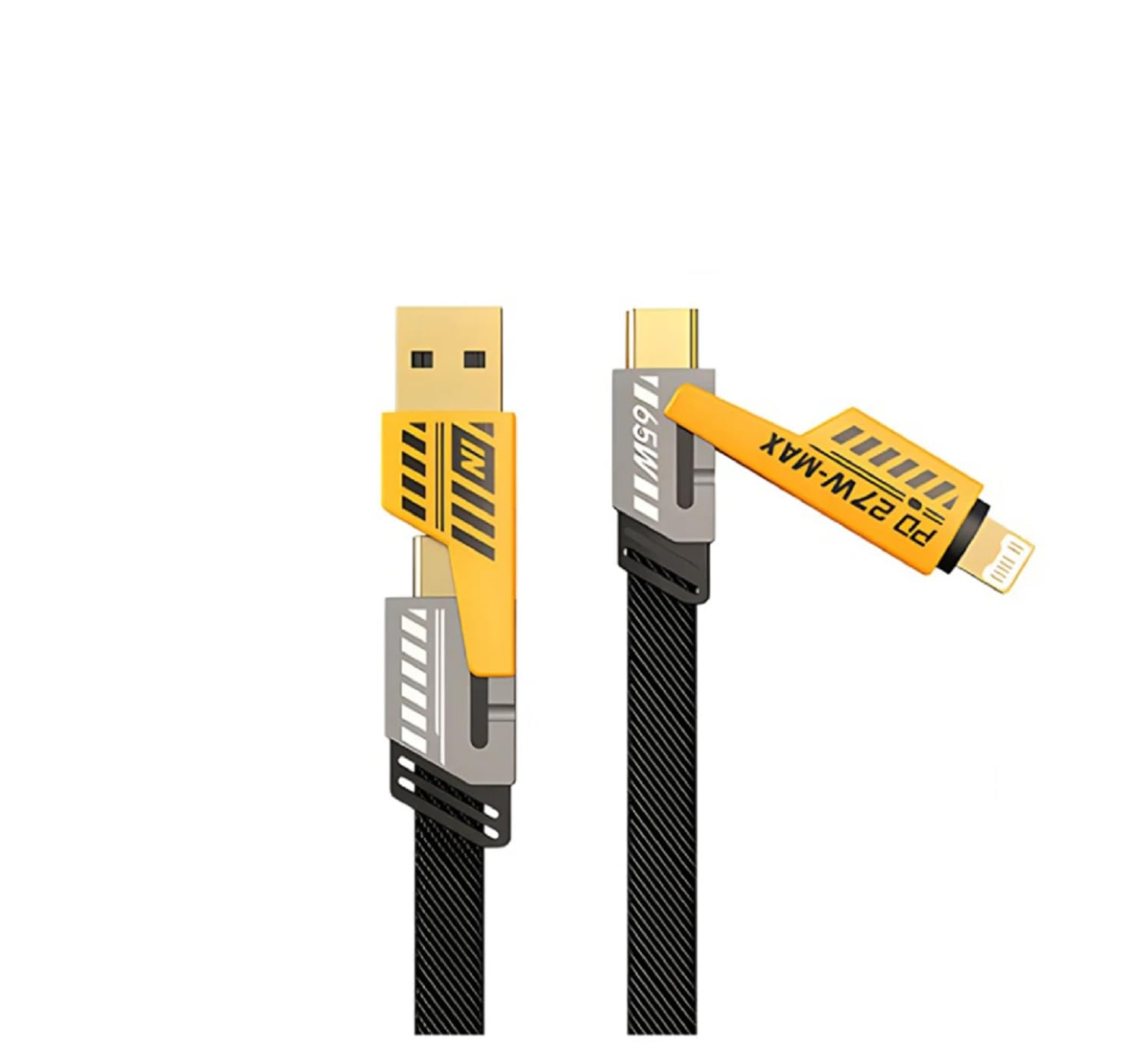 4-in-1 Fast Charging Cable 65W - USB C to Lightning & USB A to USB C Multi-Port Charger Compatible with iPhone 16 Pro Max/15/14/13 & Samsung S25 Ultra - 1.2M Data Sync Cable for Home, Office & Travel Charging