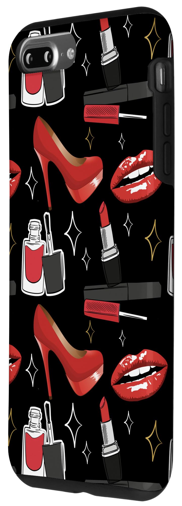 iPhone 7 Plus/8 Plus Case - Glamour Red Lipstick & High Heels Pattern Phone Cover - Perfect for Women's Fashion Accessories & Makeup Lovers