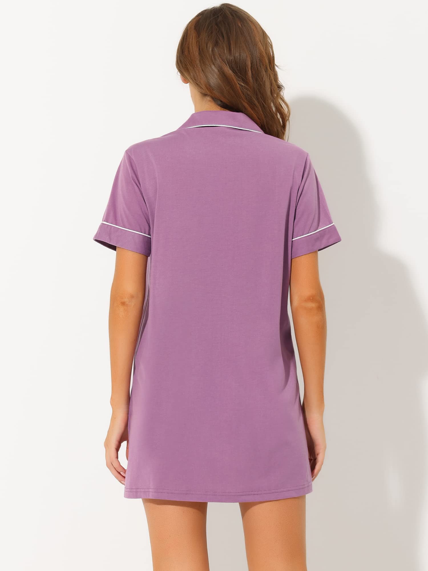 Cheibear Women's Summer Button Down Nightshirt - Soft Lounge Pajama Dress for Sleep & Relaxation - Perfect for Home, Vacation & Cozy Nights