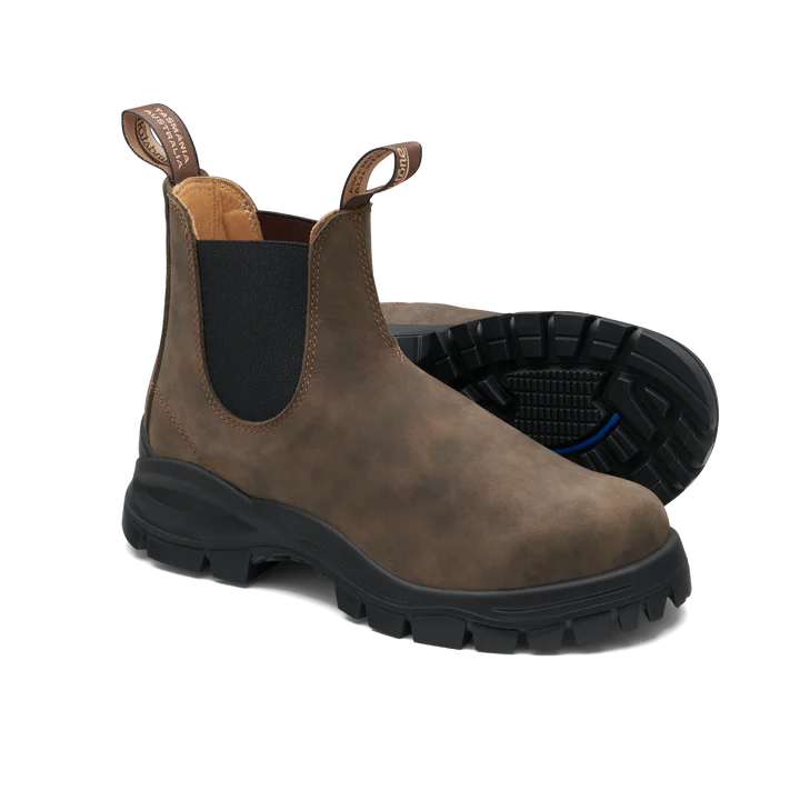 Blundstone 2239 Rustic Brown Leather Chelsea Boots with Lug Sole - Comfortable & Durable for Outdoor Work, Hiking & Casual Wear