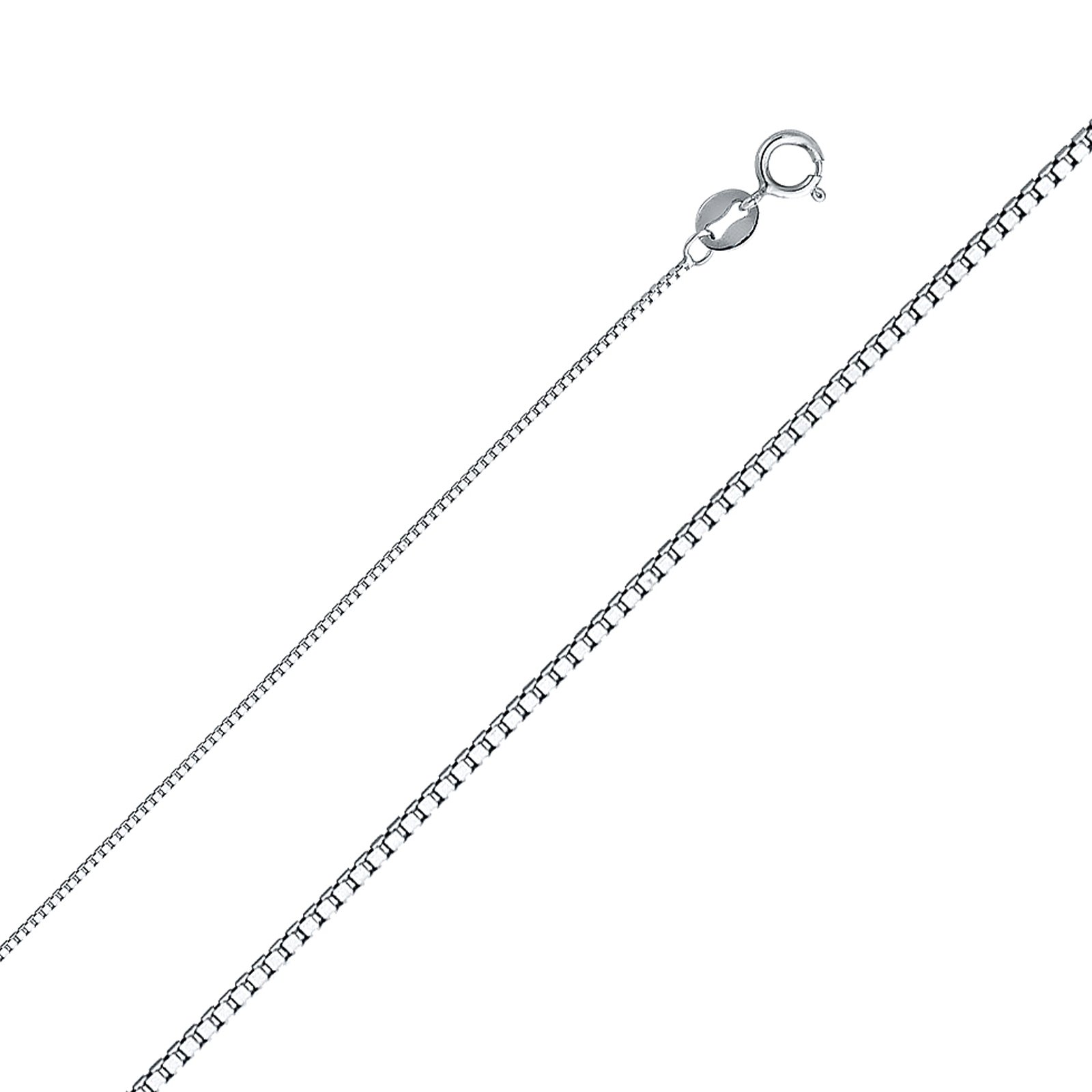 14K White Gold 0.6mm Box Chain Necklace for Women & Men - Durable Solid Gold Spring Ring Clasp - Perfect for Everyday Wear, Gifts & Special Occasions - Comes in Elegant Jewelry Gift Box