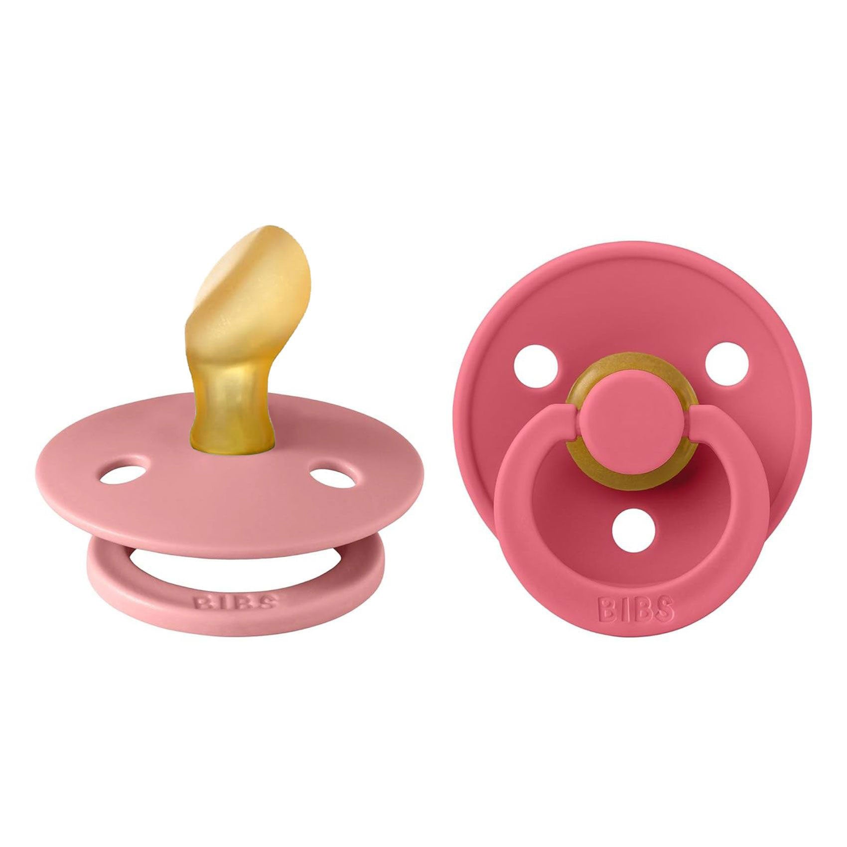 2 Pack Baby Pacifier Set with Anatomical Nipple - Dusty Pink & Coral | Soothing Newborn Essentials for Daycare, Travel & Sleep Comfort