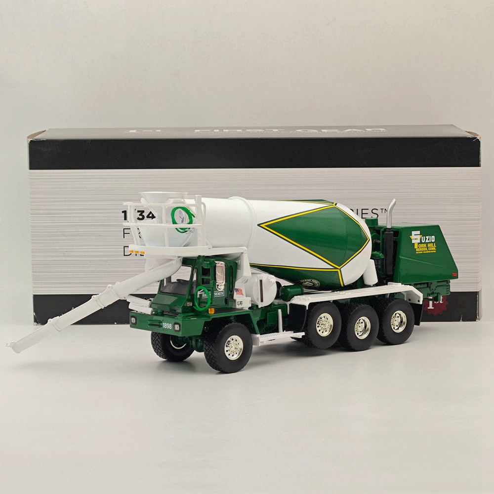 1/34 Scale Oshkosh Front Discharge Concrete Mixer Truck - Green Diecast Metal Replica Model (19-4245) - Perfect for Collectors, Construction Enthusiasts & Kids' Play Scenes