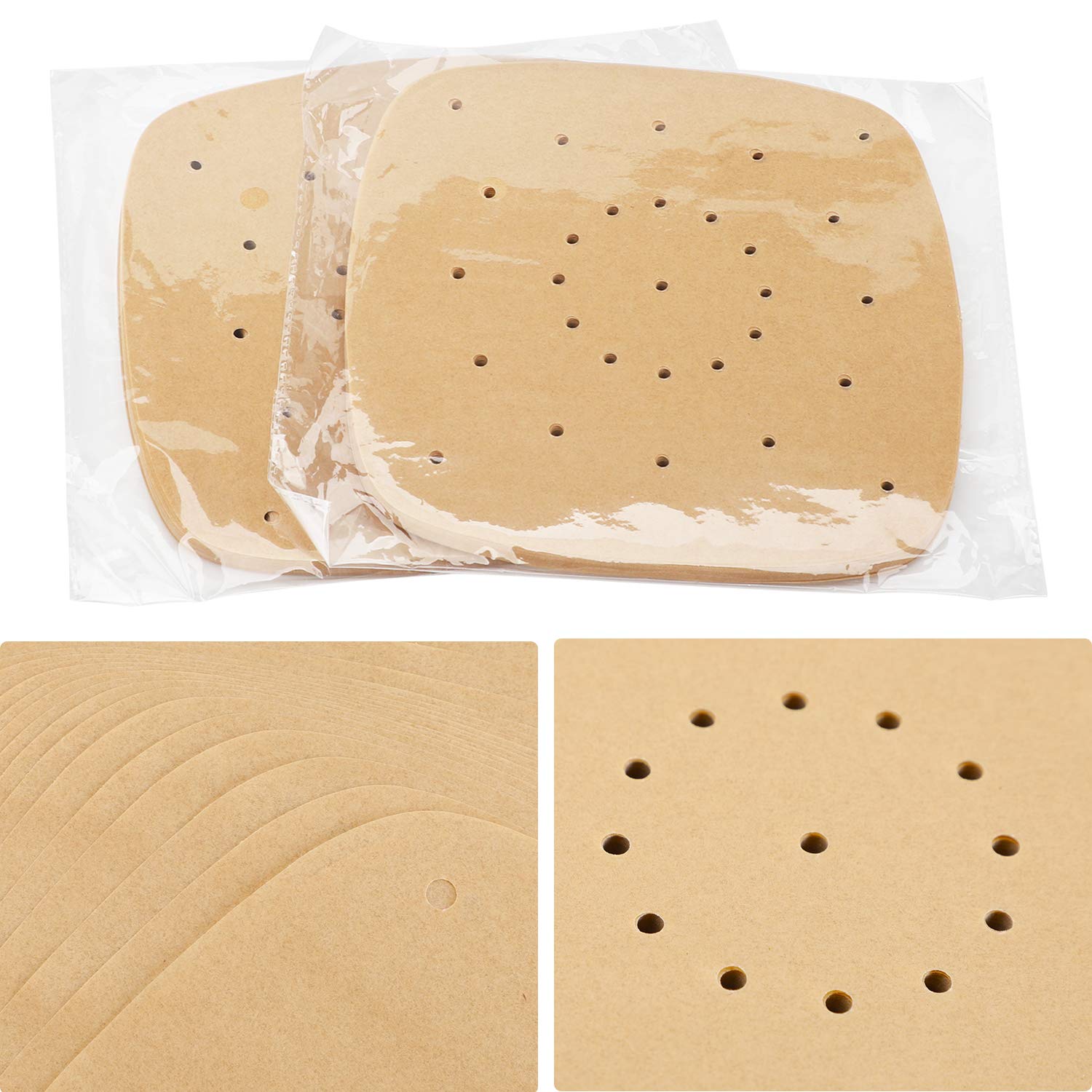 Beasea 200pcs 7 Inch Unbleached Perforated Parchment Paper - Air Fryer Liners, Steaming Basket & Bamboo Steamer Disposable Filter Papers | Perfect for Cooking, Baking, Meal Prep & Healthy Air Frying