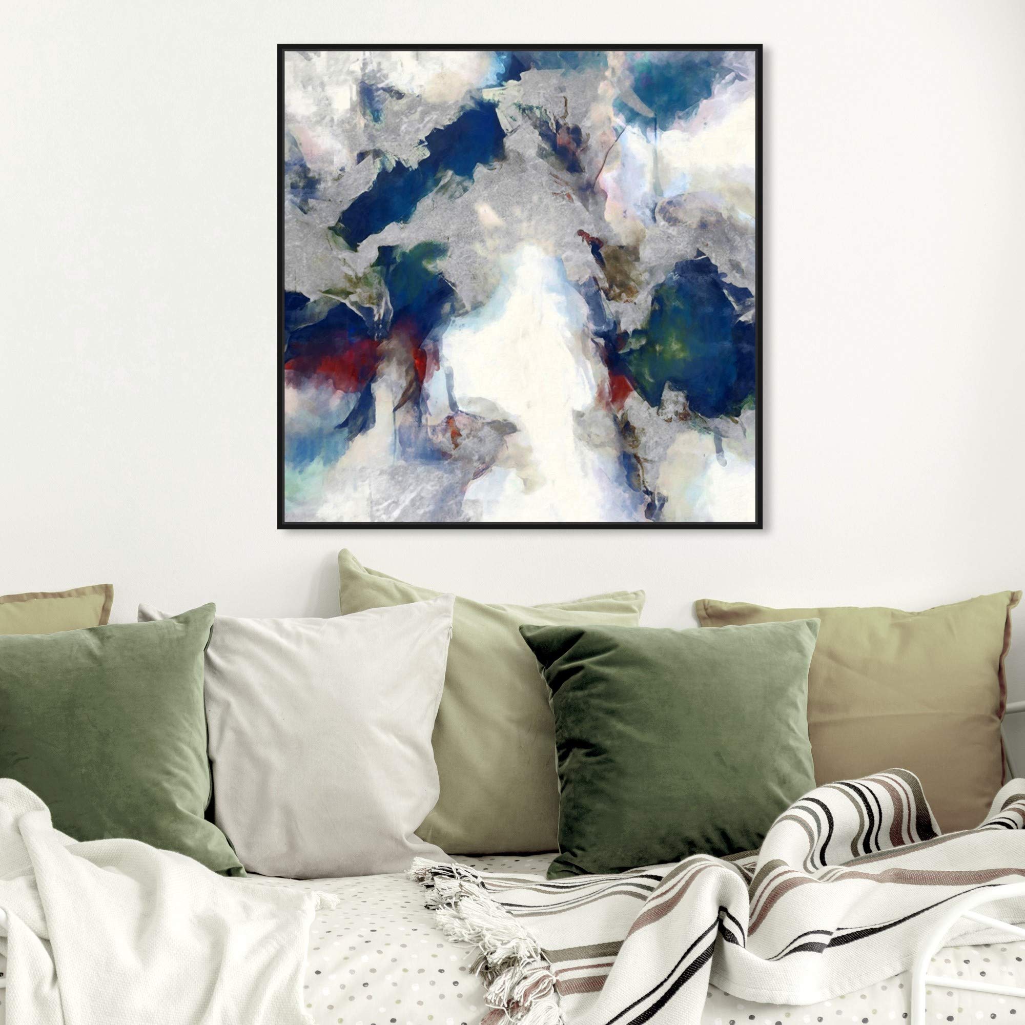 Oliver Gal Artist Co. Abstract Premium Wall Art Canvas Print - 'Explosive Shade' Modern Home Decor, 30x30 Inches, Blue & White - Perfect for Living Room, Bedroom & Office Wall Decor
