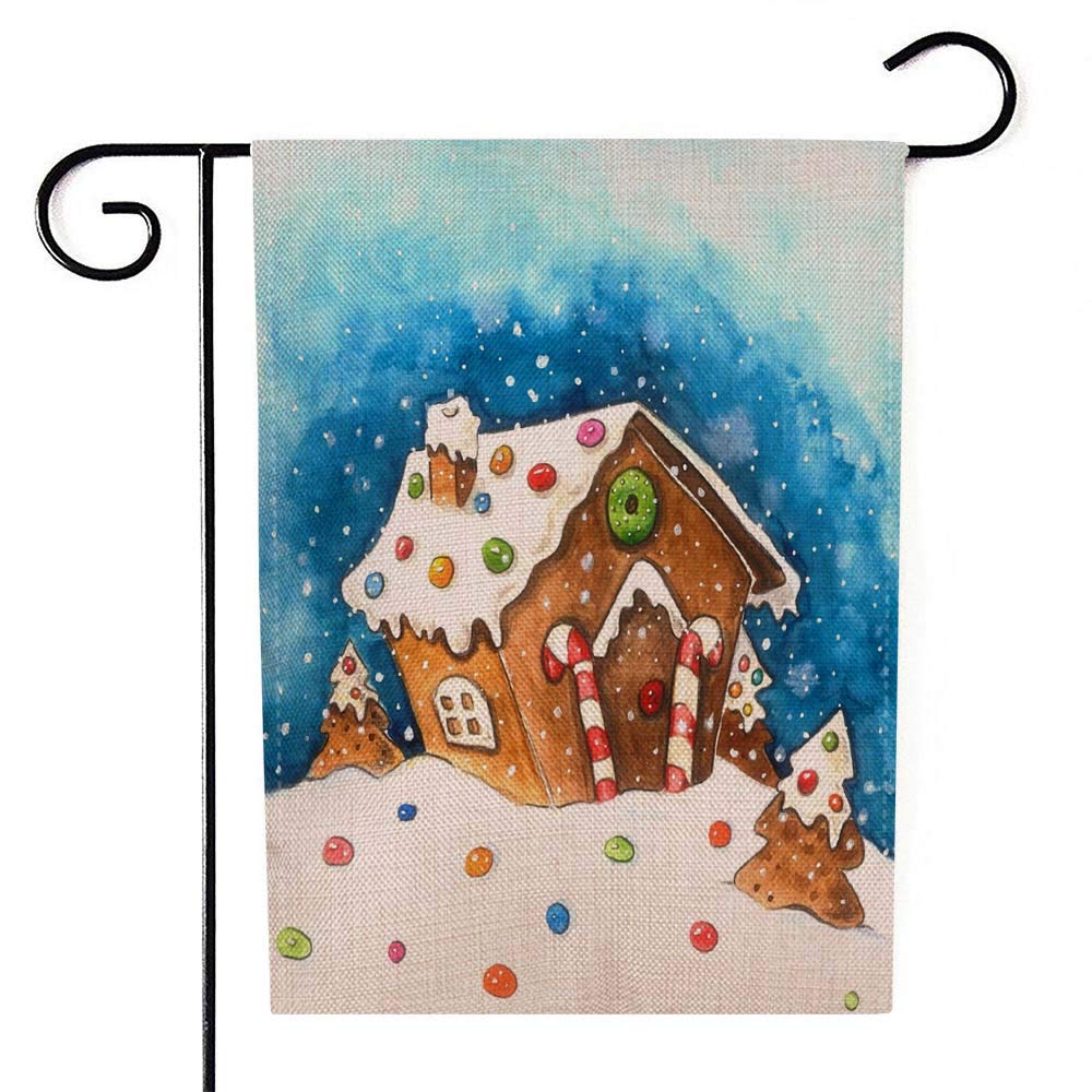 Double Sided Christmas Garden Flag - Gingerbread House Design 12.5x18 Inch Seasonal Outdoor Decoration for Yard, Porch & Home | Perfect for Holiday Festive Decor