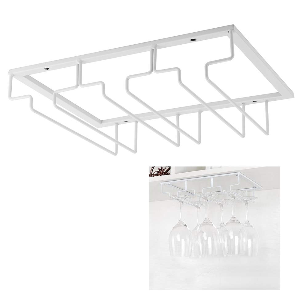 3-Slot Iron Wine Cup Rack Hanging Shelf for Kitchen - Space Saving Glassware Organizer for Bars, Restaurants & Home Use