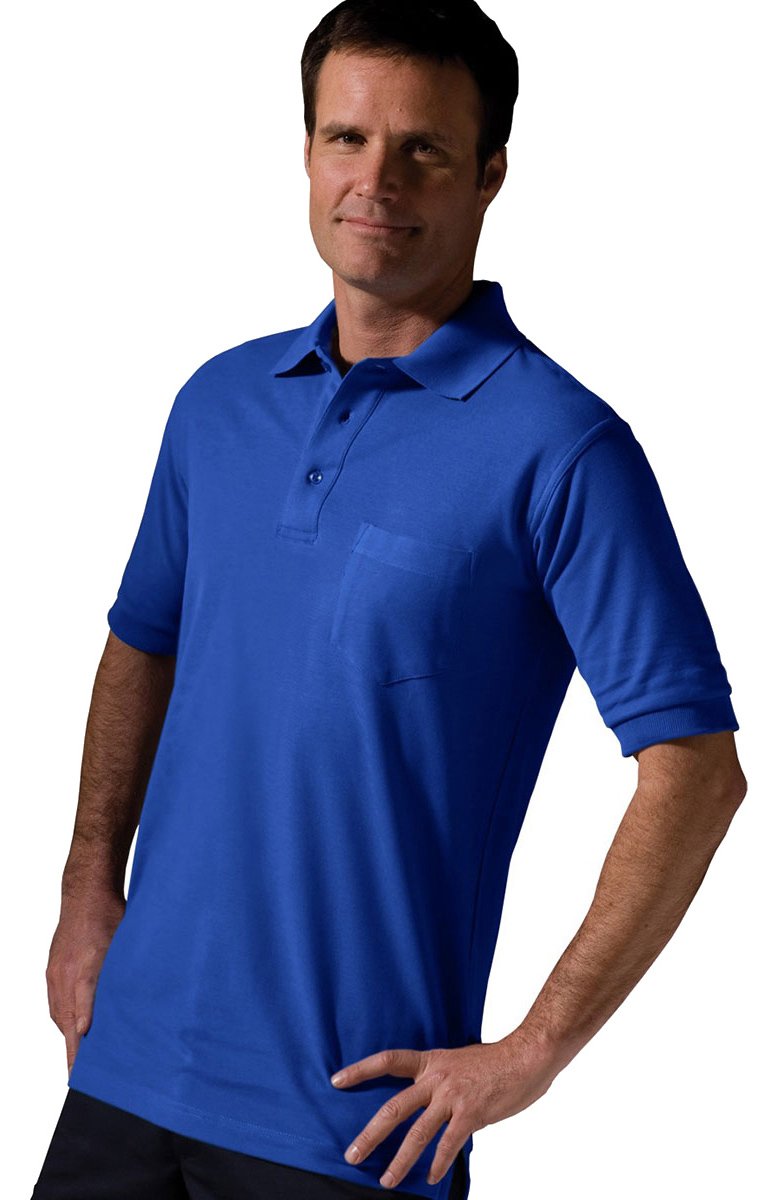 Big and Tall Short Sleeve Pique Pocket Shirt for Men - Royal Blue - Medium Size | Comfortable Casual Wear for Work, Outdoor & Summer Activities
