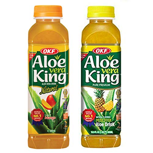 OKF Aloe Vera King Drink - Refreshing Mango & Pineapple Flavor, 16.9 fl oz (Pack of 20) | Hydrating Aloe Beverage for Summer, Workouts & Healthy Lifestyle