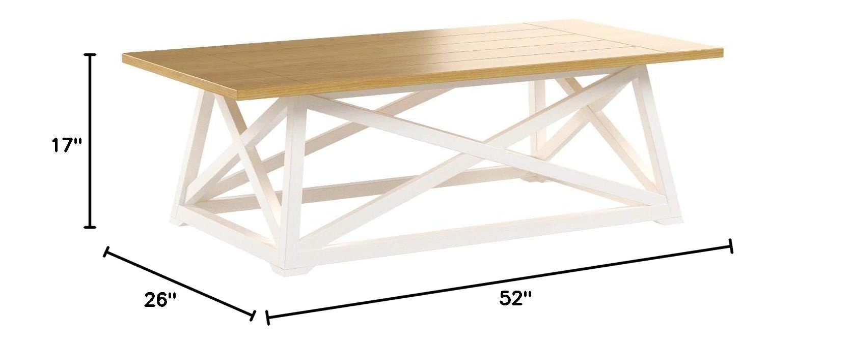 Alveare Home Fallon Coastal Coffee Table - Two-Toned Wooden Living Room Furniture for Beach House Decor & Coastal Style Interiors
