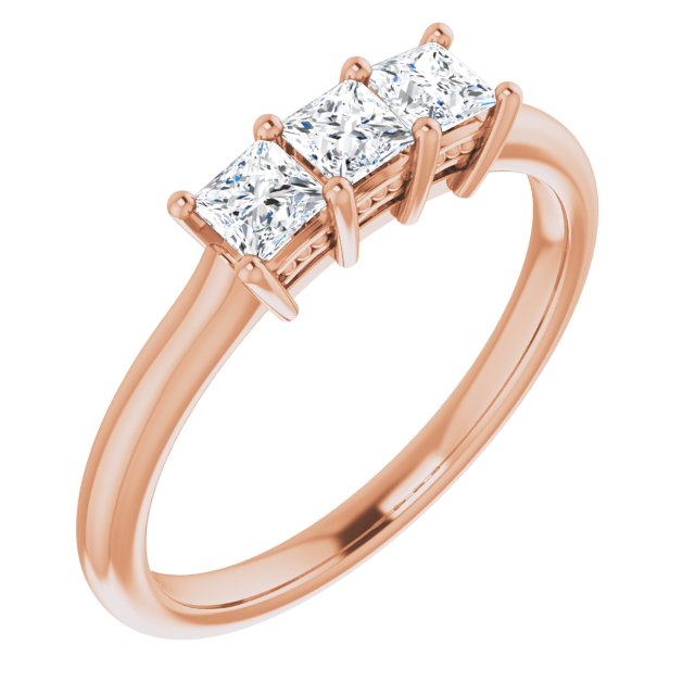 0.54 Carat Princess Cut Diamond 3 Stone Wedding Ring - Elegant Engagement & Anniversary Band for Women - Perfect for Proposals, Weddings & Special Occasions
