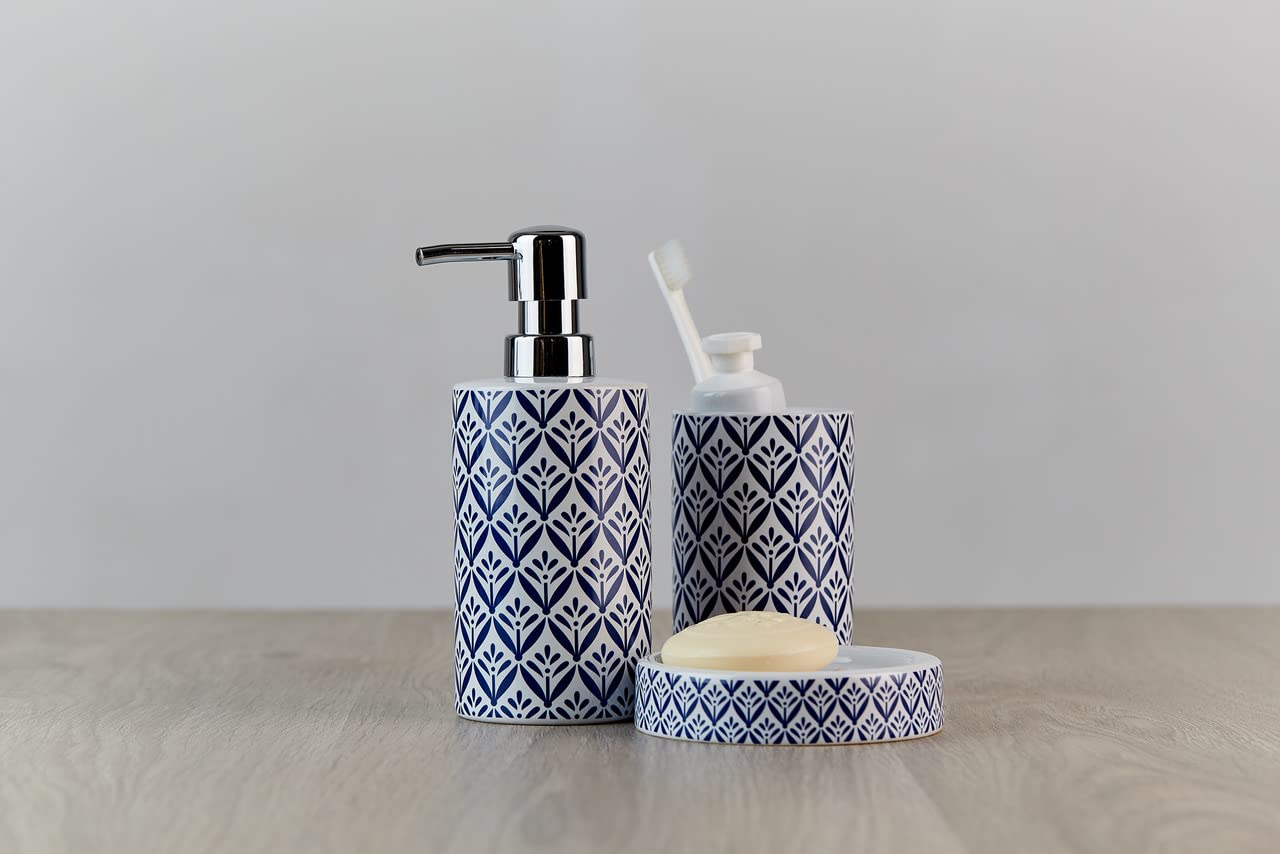 WENKO Ceramic Soap Dish Lorca 11x11cm - Blue for Bathroom
