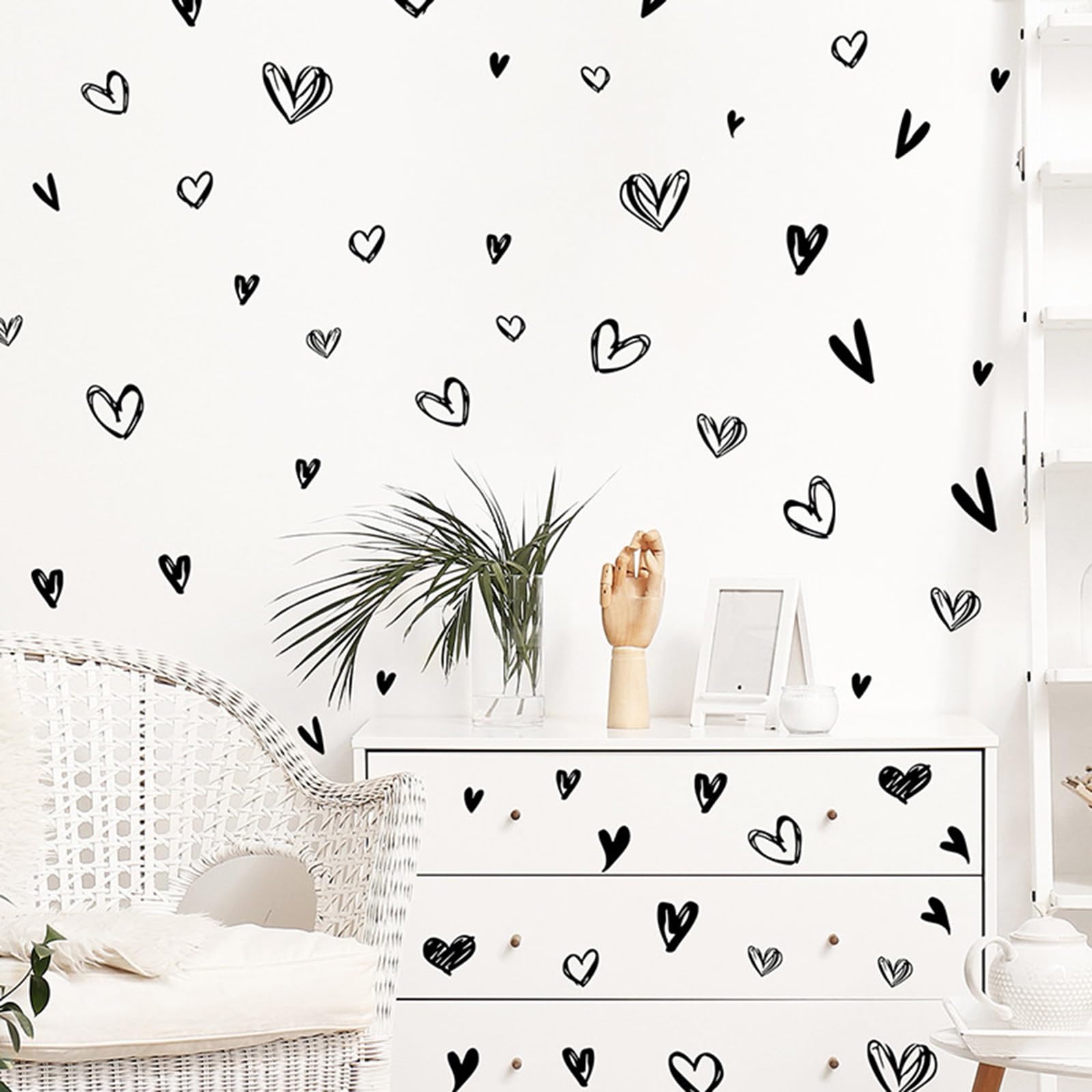 Boho Heart Wall Decals - Self-Adhesive Heart Shaped Wall Stickers for Nursery, Kids Room & Living Room Decor | Peel & Stick Wall Art for Home, Bedroom, Dorm
