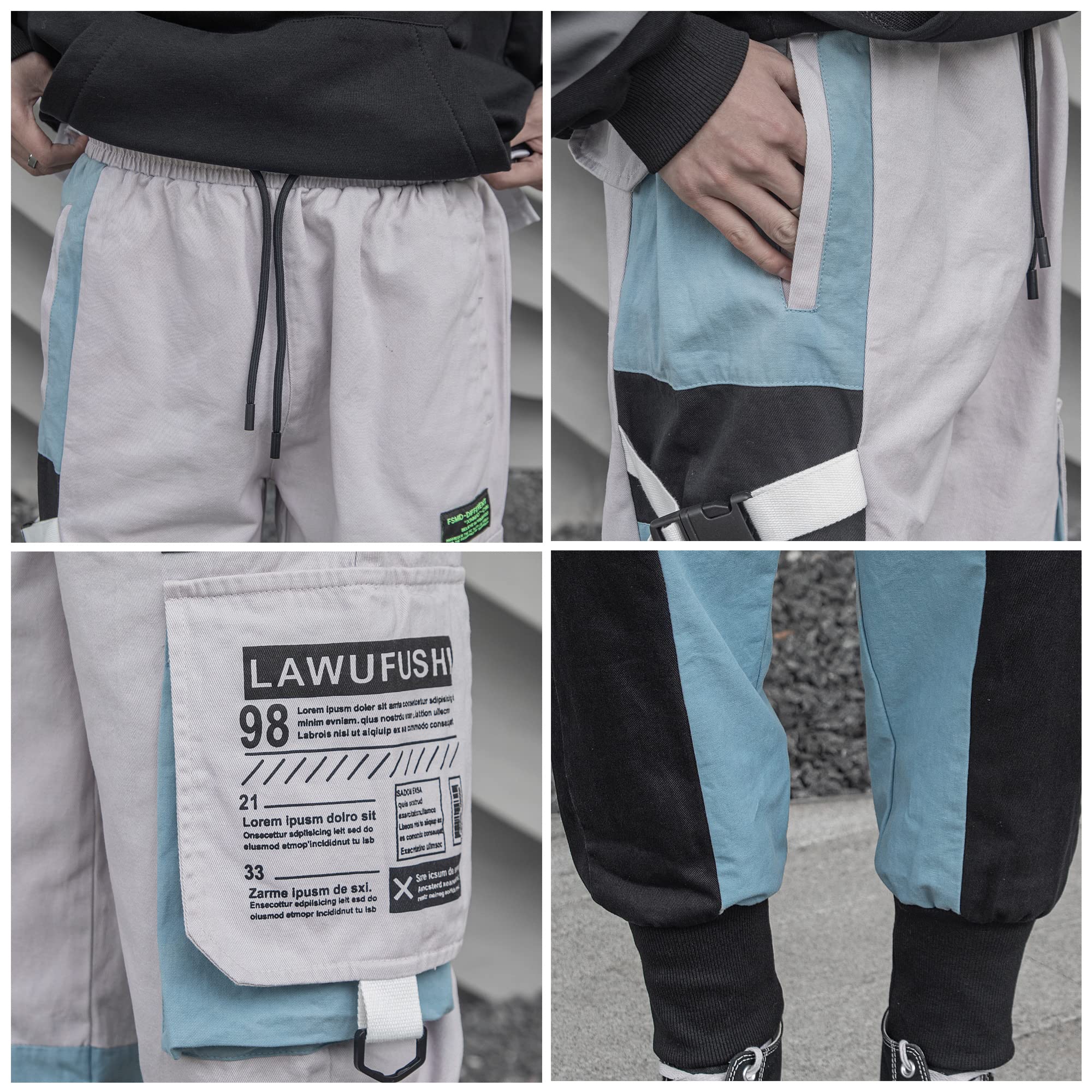 XYXIONGMAO Men's Cargo Joggers - Tactical Techwear Sweatpants with Functional Pockets | Hip Hop Streetwear & Punk Style | Perfect for Gym, Workout, and Urban Fashion