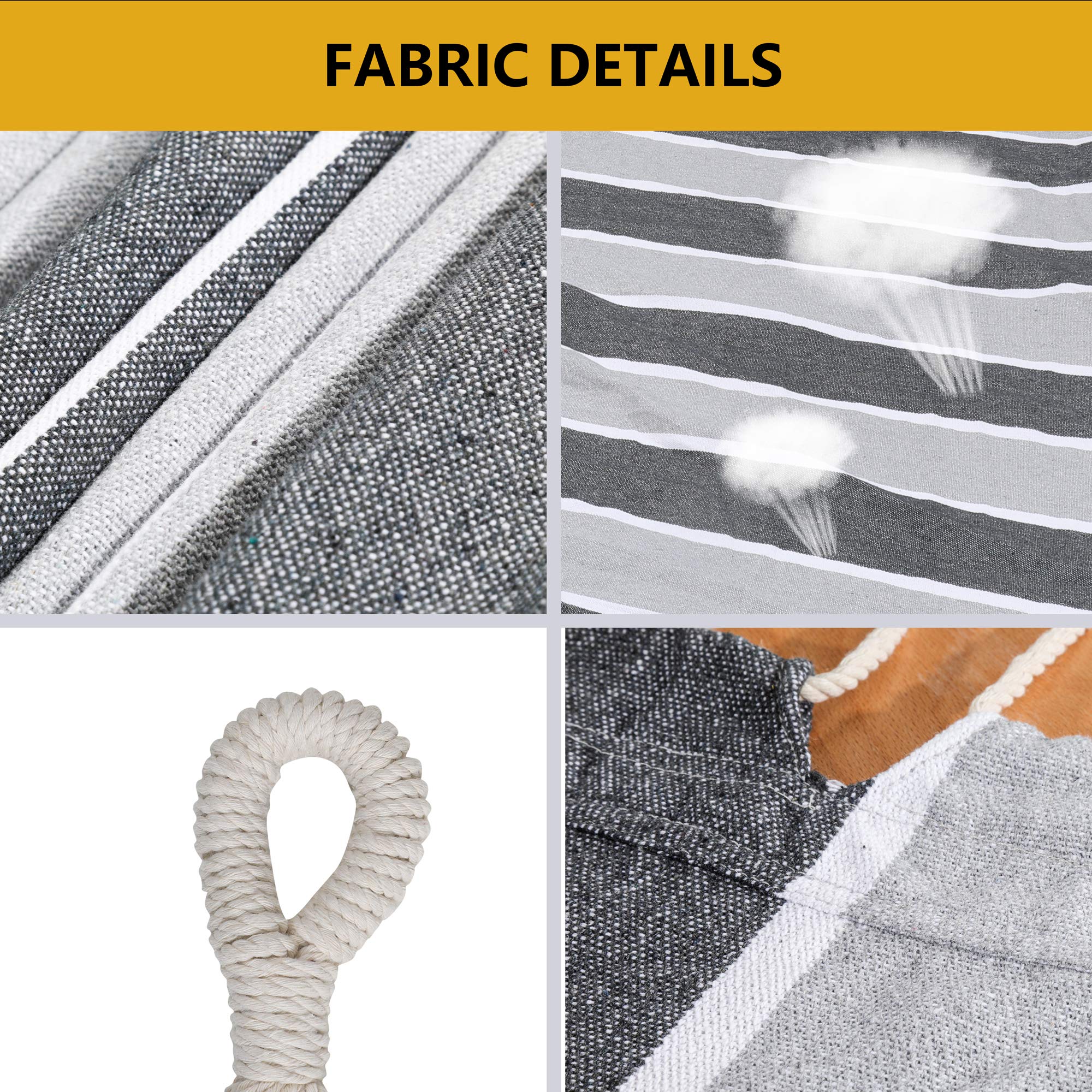 Premium Double Hammock with Carrying Bag - 450 lb Capacity, Soft Woven Fabric for Indoor & Outdoor Use - Perfect for Patio, Garden, Backyard, Camping, and Relaxation - XXX-Large Grey & White Stripe Brazilian Style Hammock